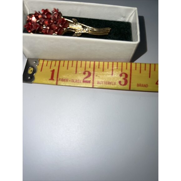 Vintage Red Rose Bouquet Brooch Pin In Original Gift Box - Picture 6 of 8